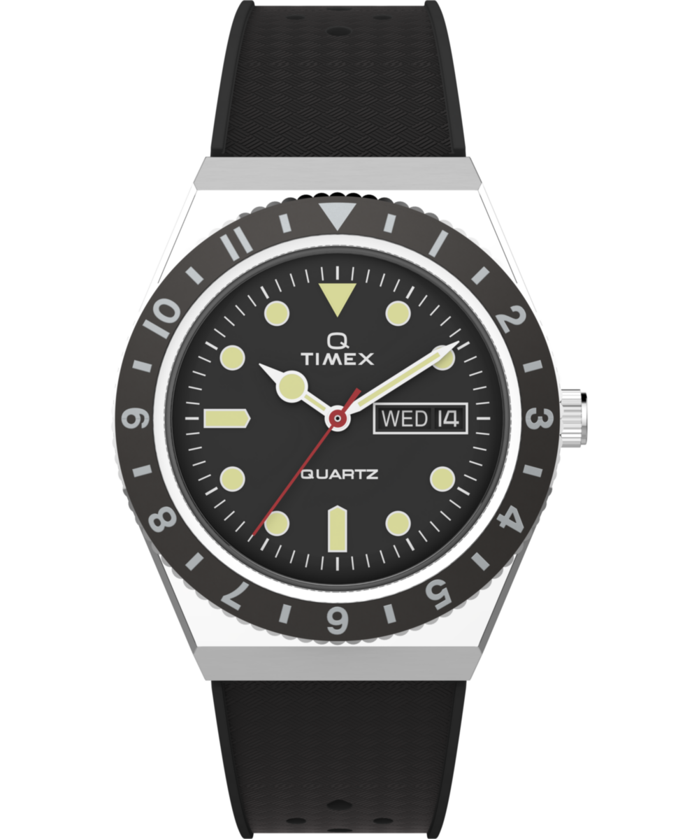Q Timex 38mm Synthetic Rubber Strap Watch