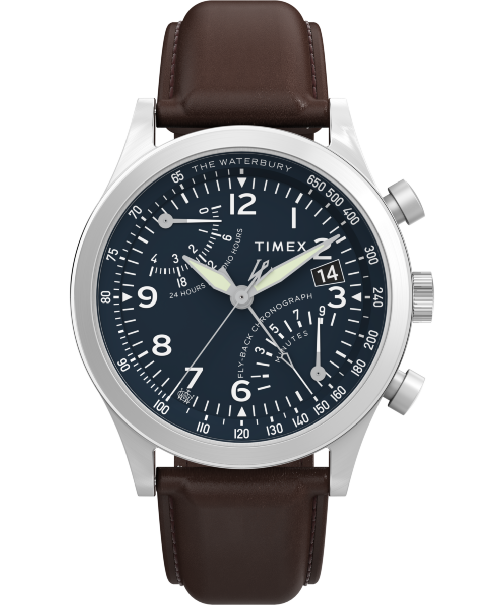 Waterbury Traditional Fly Back Chronograph 43mm Leather Strap