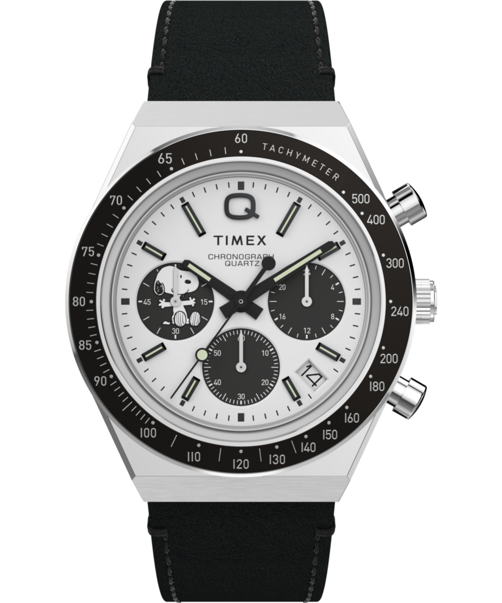 Q Timex Chronograph x Peanuts Snoopy 40mm Leather Strap Watch Q Timex Chronograph x Peanuts Snoopy 40mm Leather Strap Watch