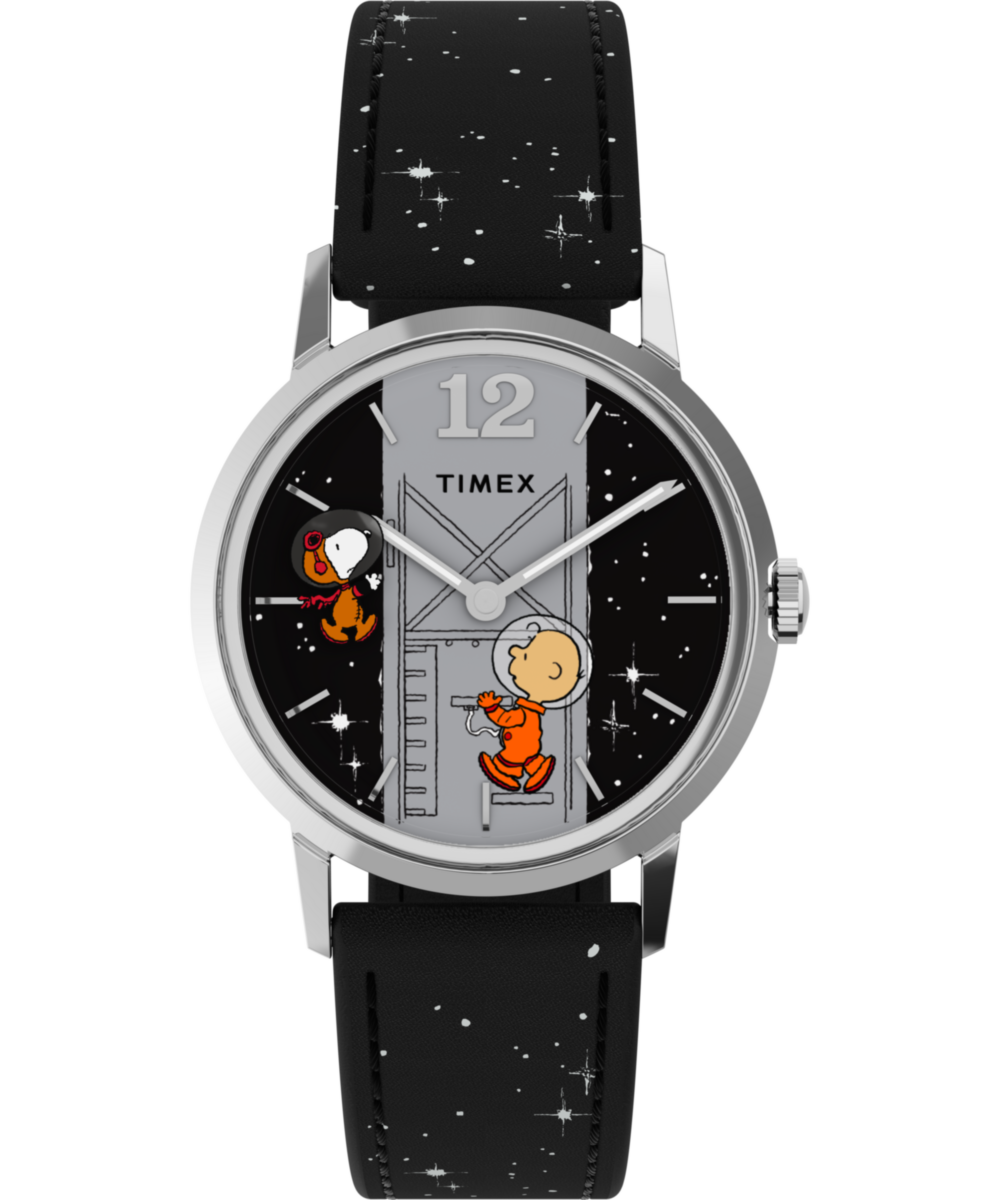 Peanuts® x Timex Marlin® Hand-Wound Space 34mm Leather Strap Watch