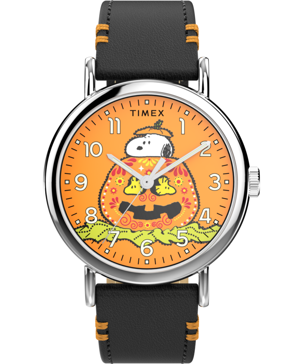 Peanuts® x Timex Weekender Pumpkin Dial 40mm Leather Strap Watch