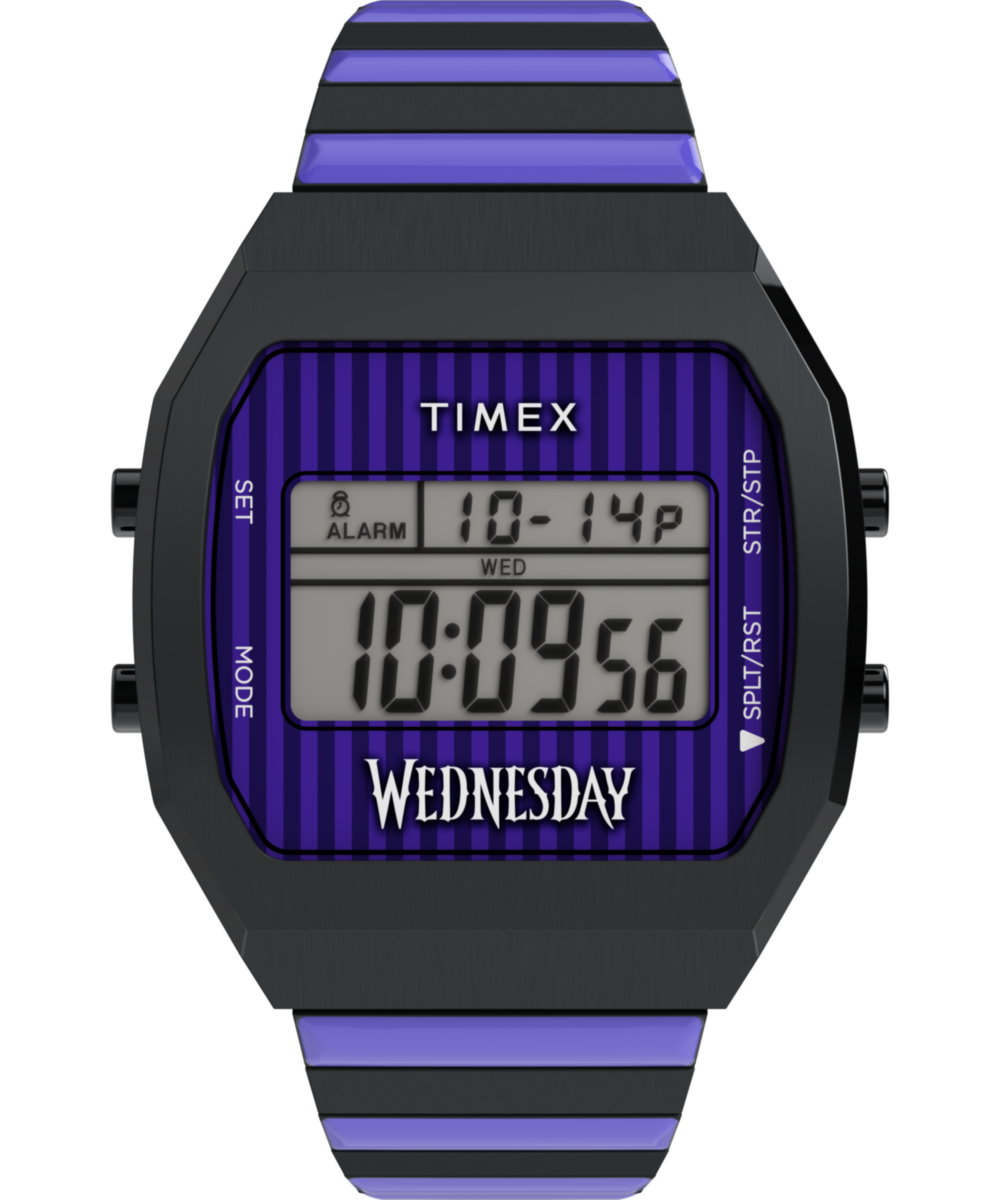 Timex x Wednesday T80 36mm Stainless Steel Black and Purple