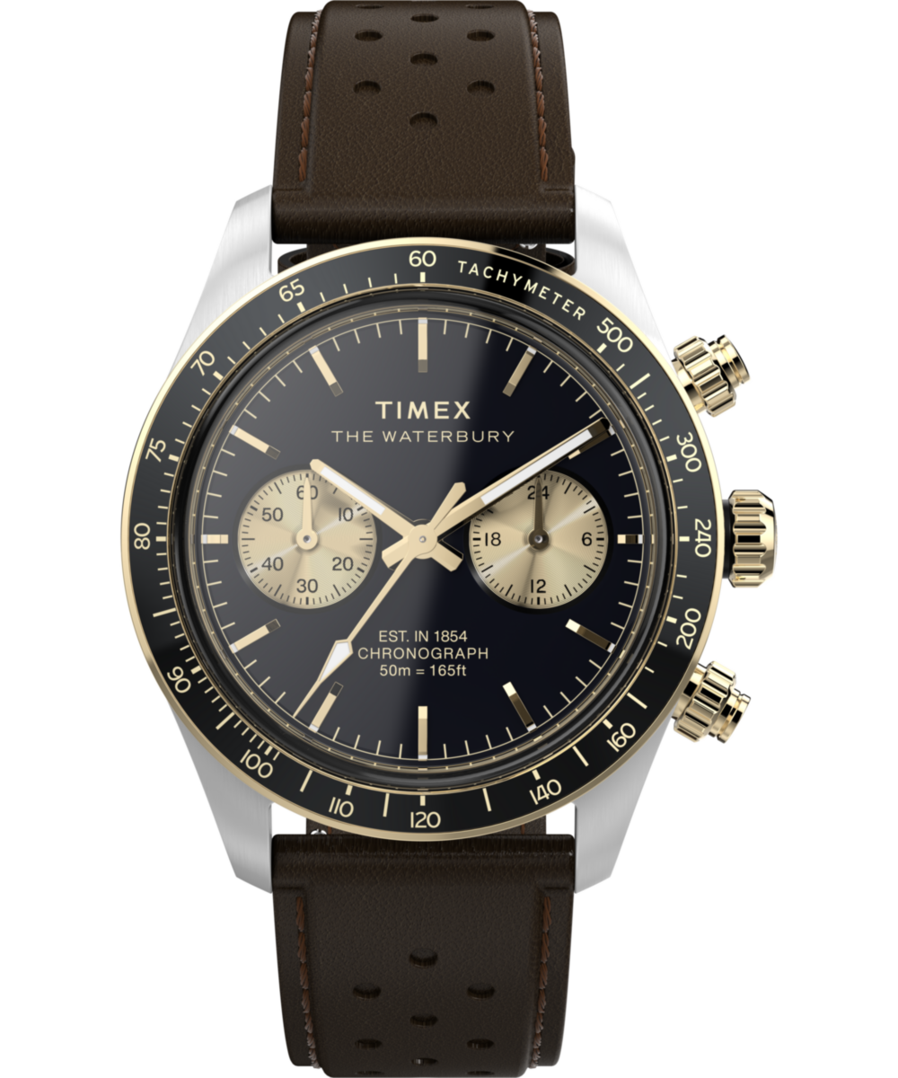 トゥデイ Waterbury Heritage Chronograph 39mm Leather Strap Watch