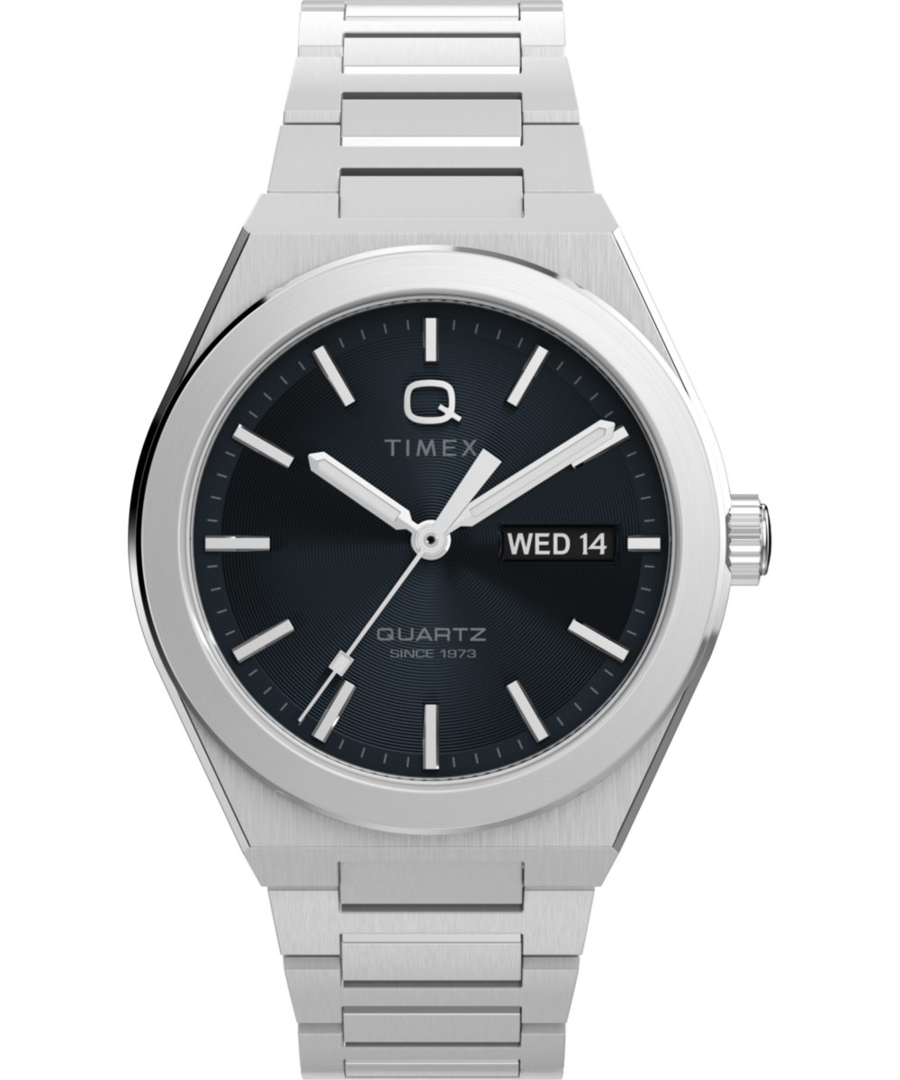 Q Timex® Continental Day and Date 39mm Stainless Steel Bracelet