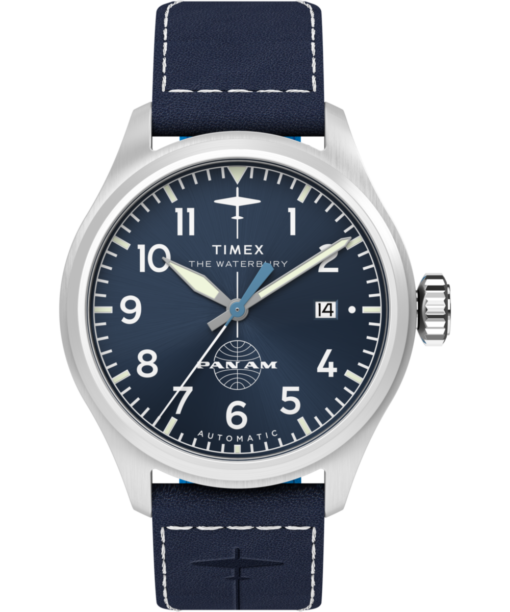 TIMEX PAN AM Waterbury Day-Date 腕時計 Pan Am® x Timex Waterbury Automatic Ace 41mm Leather Strap Watch