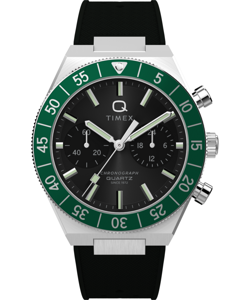 オダイビー　 Q Timex Continental Chronograph 40mm Synthetic Rubber Strap Watch