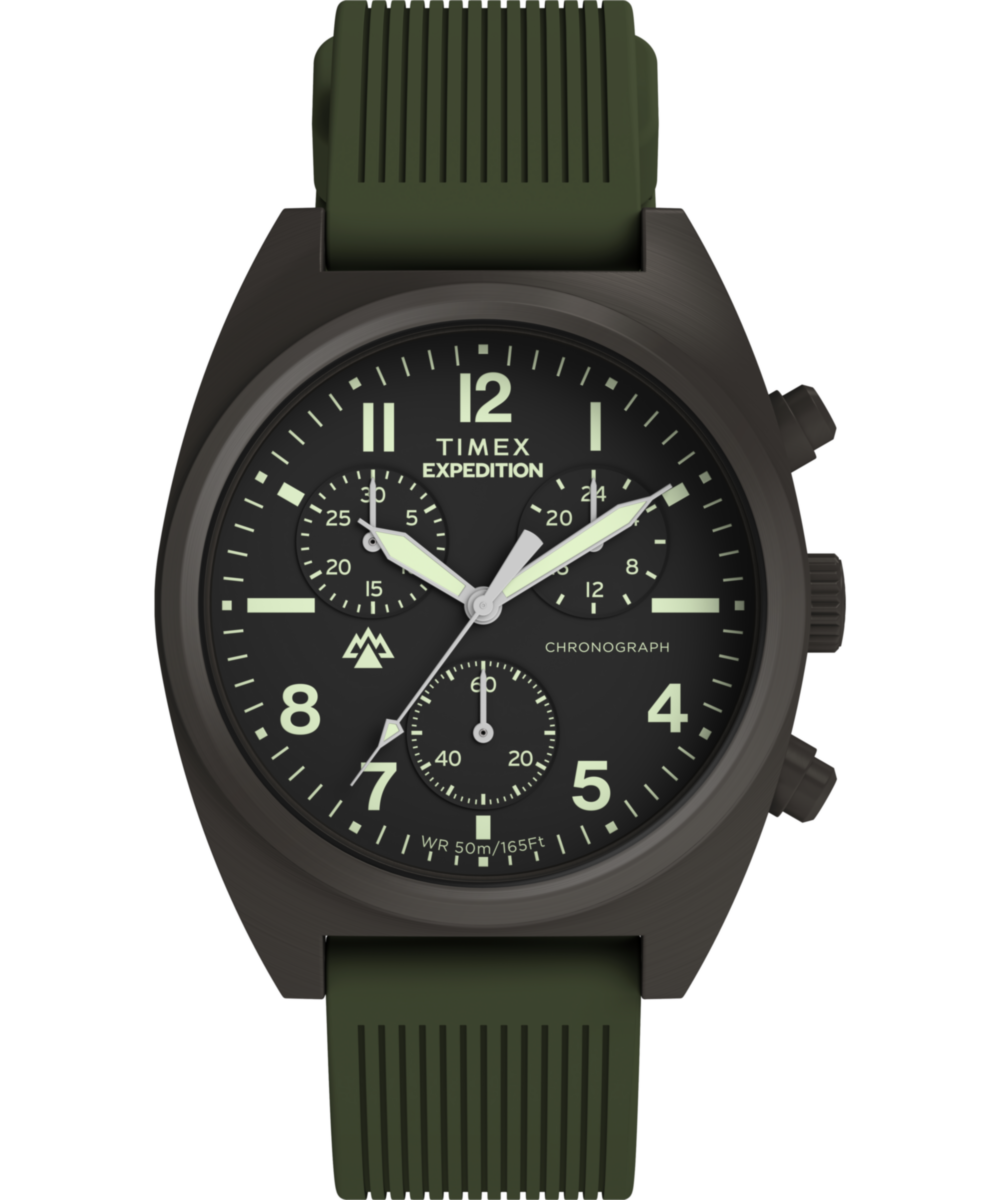 Timex Expedition ブラック クロノグラフ腕時計 Expedition® Capstone Chronograph 41mm Silicone Strap Watch