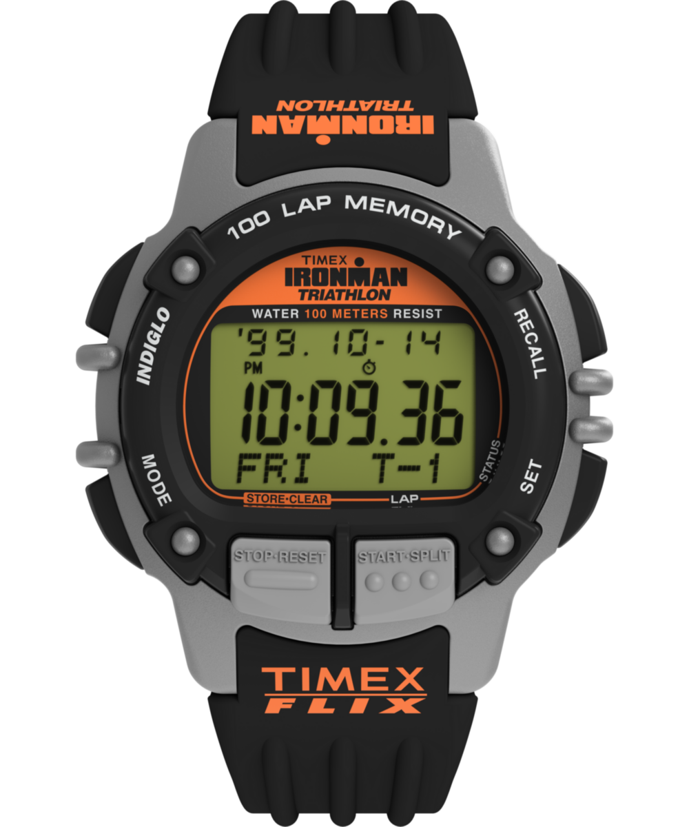 TIMEX IRONMAN TRIATHLON 100M Y2K テック系 TIMEX® IRONMAN® Flix 100 Lap 42mm PU Strap Watch - TW5M63200