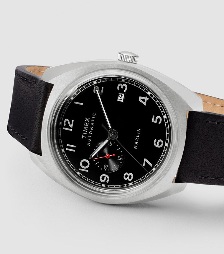 Timex black hot sale leather strap