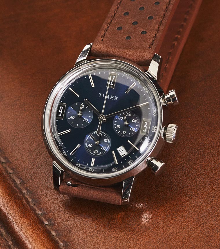 Marlin Chronograph Tachymeter 40mm Leather Strap Watch