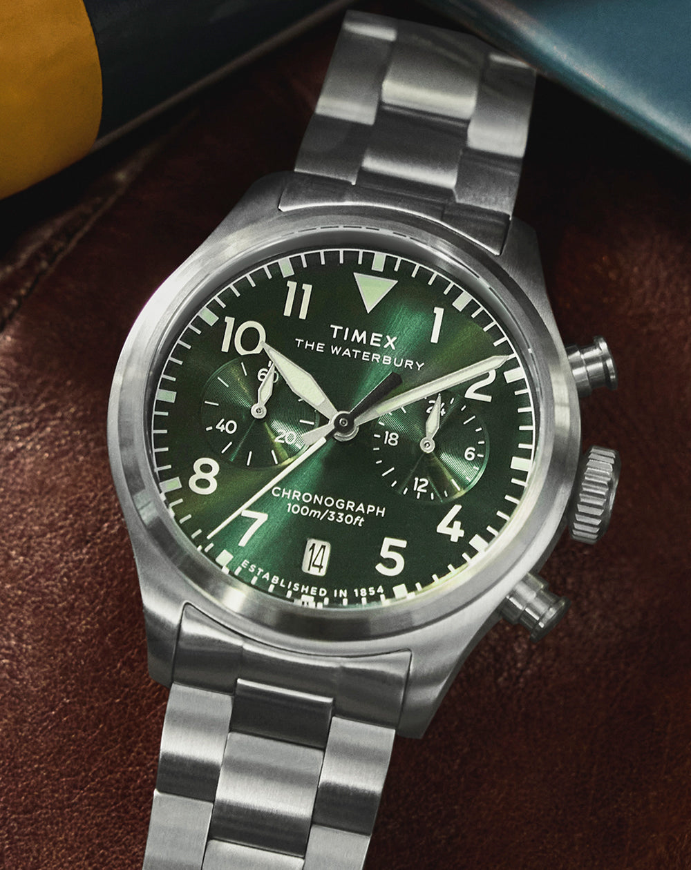 TIMEX ウォーターベリー グリーン 腕時計 Waterbury Ace Chronograph 41mm Stainless Steel Bracelet Watch