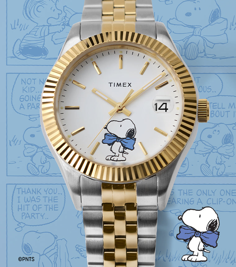 Peanuts® x Timex Legacy Bowtie 34mm Stainless Steel Bracelet Watch