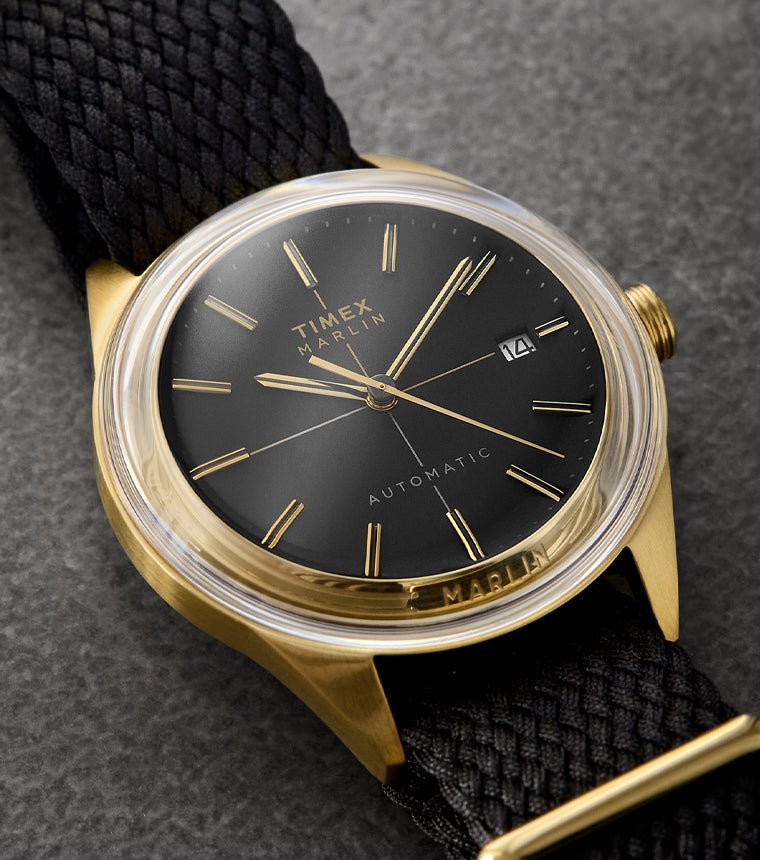 TIMEX MARLIN 自動巻き 腕時計 ブラック/ゴールド1960s復刻 Todd 