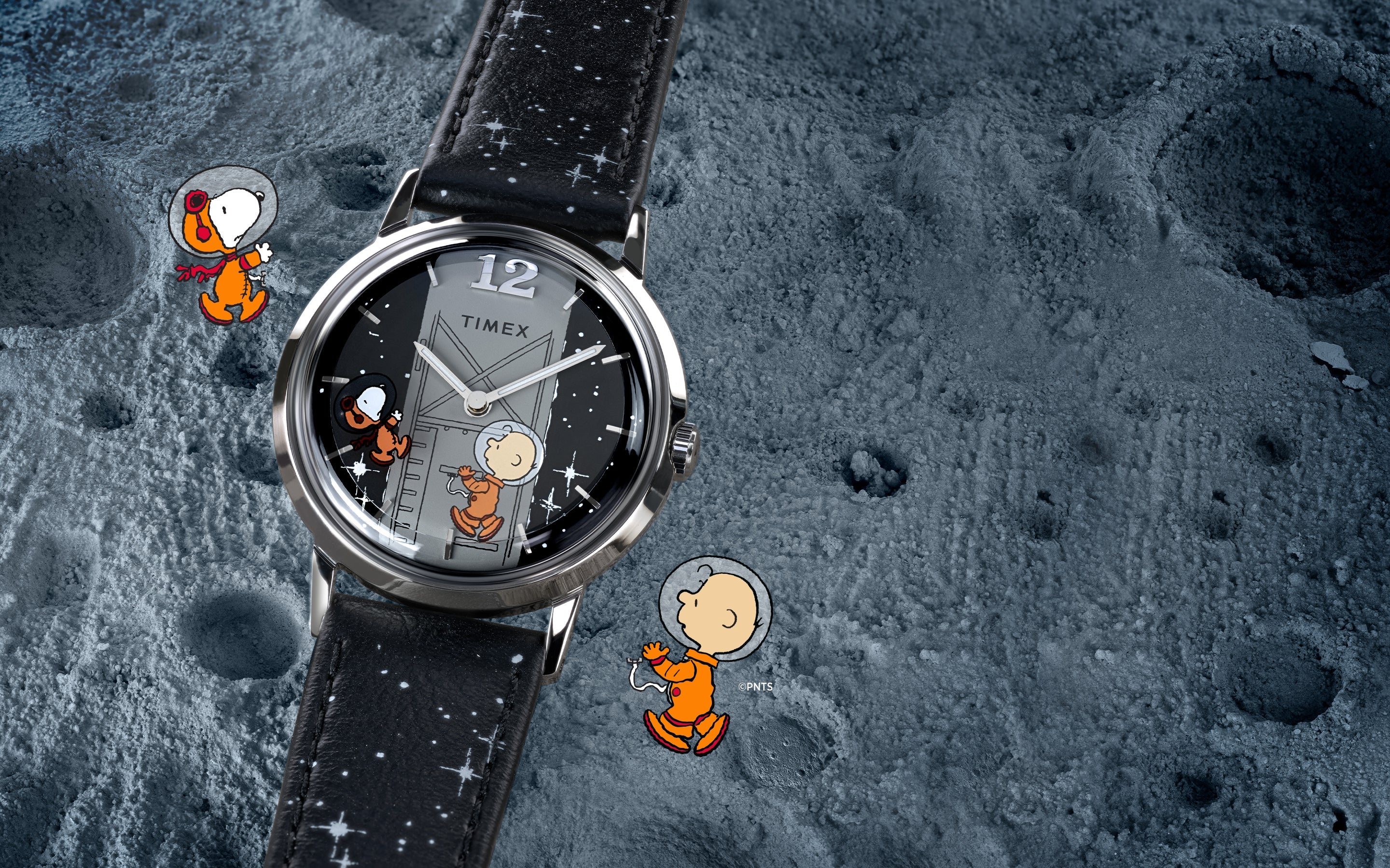 Peanuts® x Timex Marlin® Hand-Wound Space 34mm Leather Strap Watch