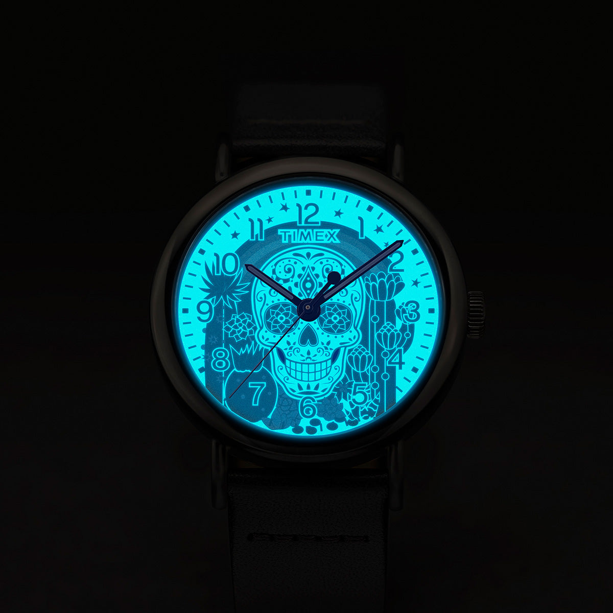 時計 deathtrap Timex Weekender Day of the Dead 40mm Leather Strap Watch