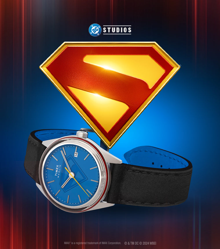 Timex x Superman Marlin® Jet Automatic 38mm Leather Strap Watch
