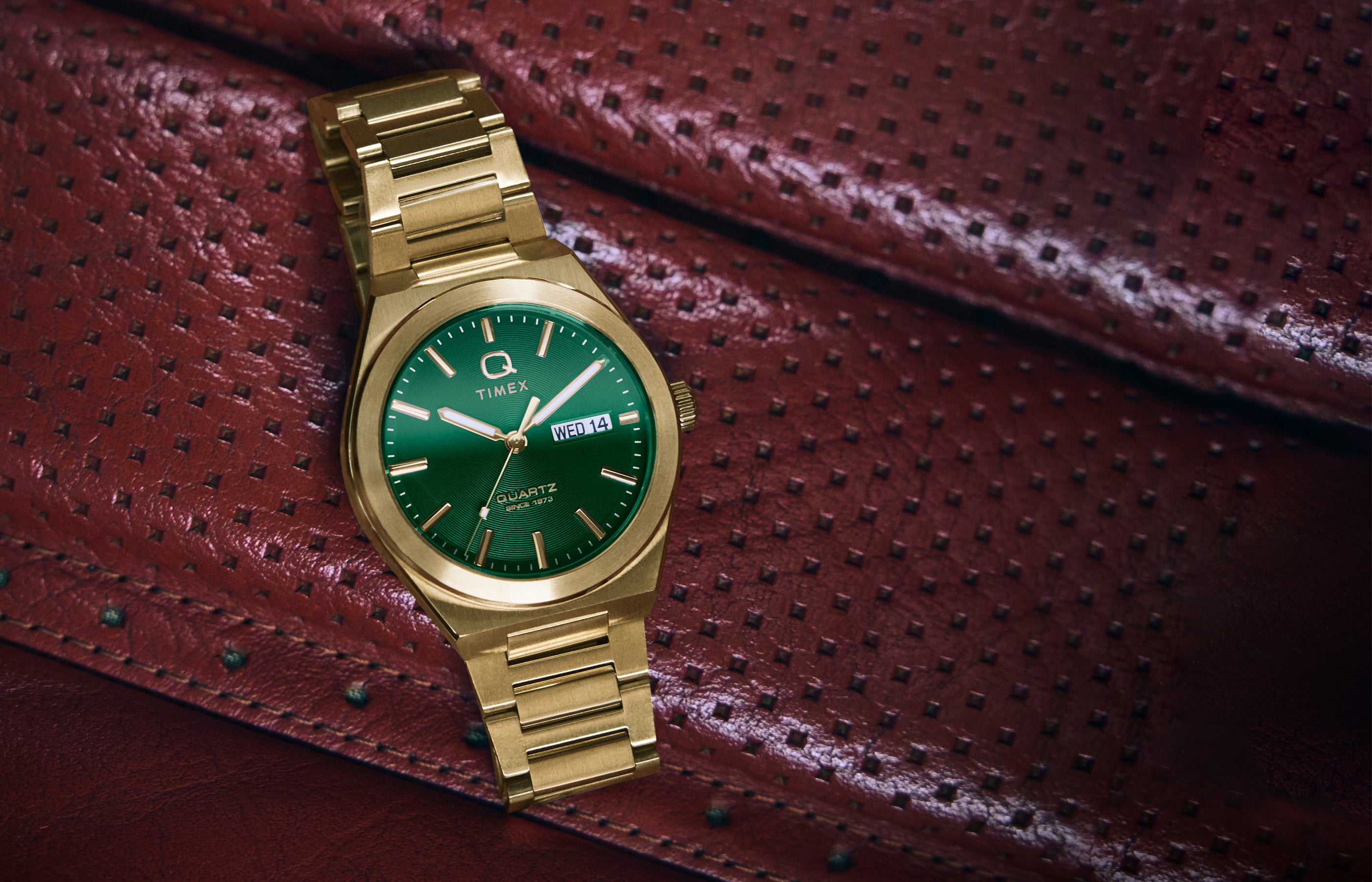 Q Timex® Continental Day and Date 39mm Stainless Steel Bracelet