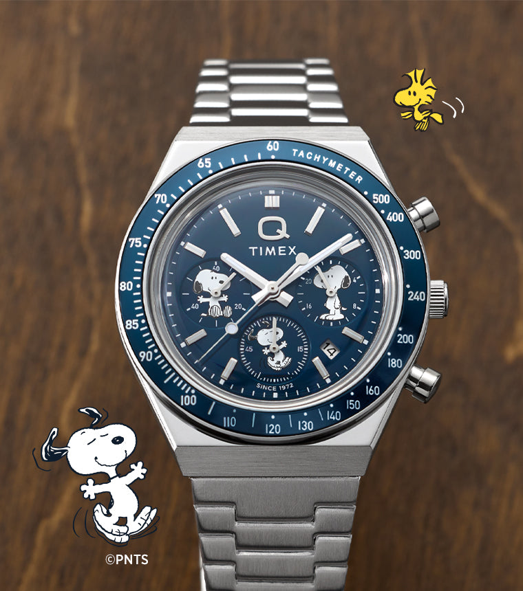 Peanuts® x Q Timex Chronograph 40mm Stainless Steel Bracelet Watch