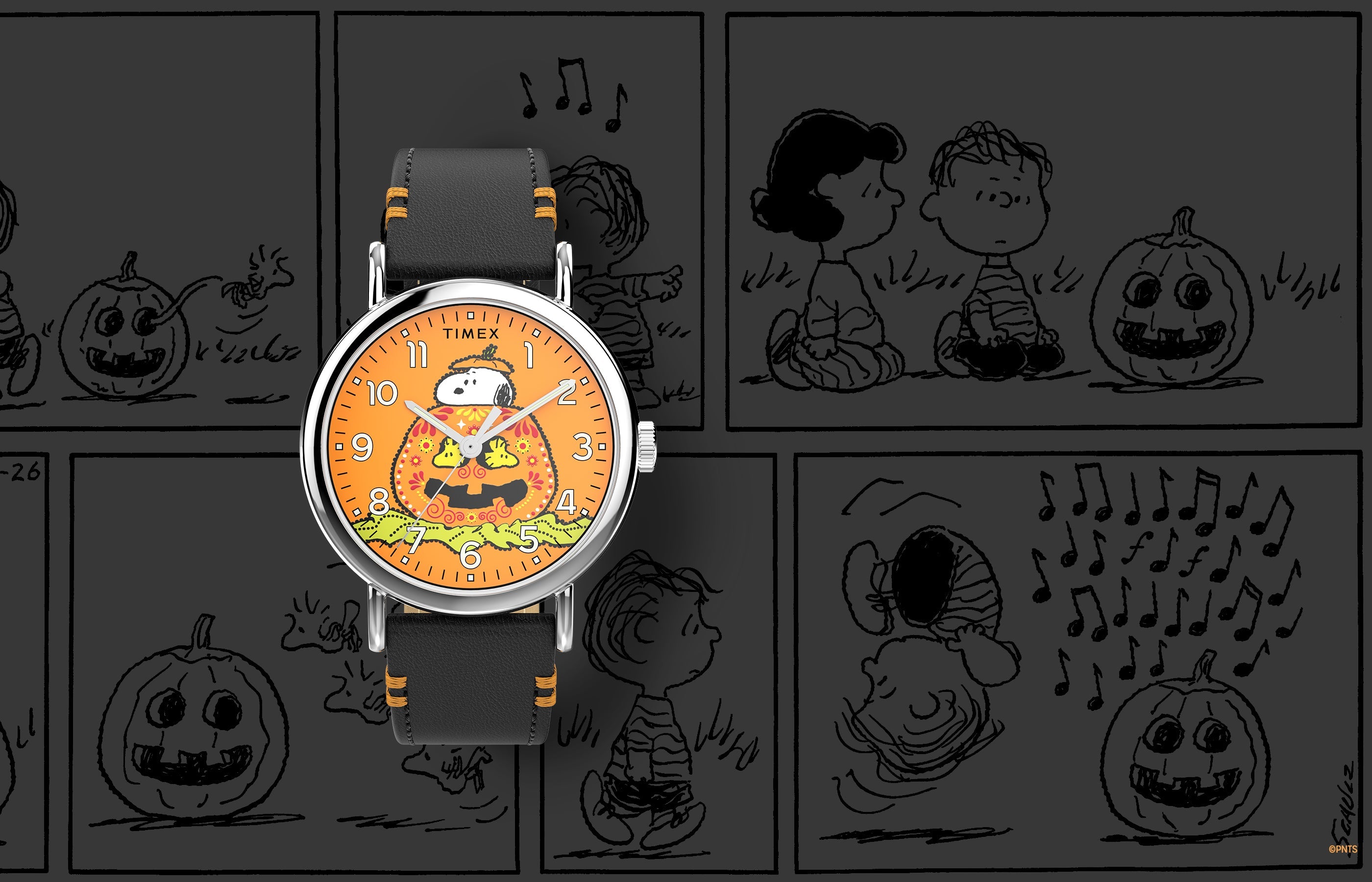 Peanuts® x Timex Weekender Pumpkin Dial 40mm Leather Strap Watch