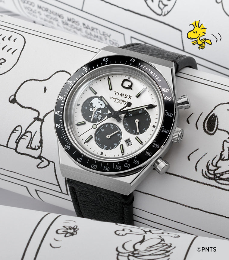 Q Timex Chronograph x Peanuts Snoopy 40mm Leather Strap Watch