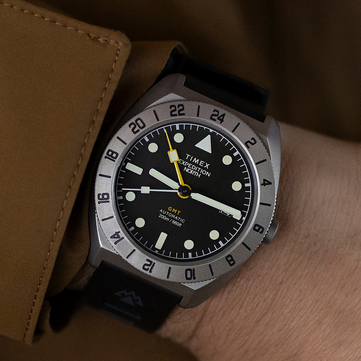 Expedition® Pioneer Titanium Automatic GMT 41mm Silicone Strap