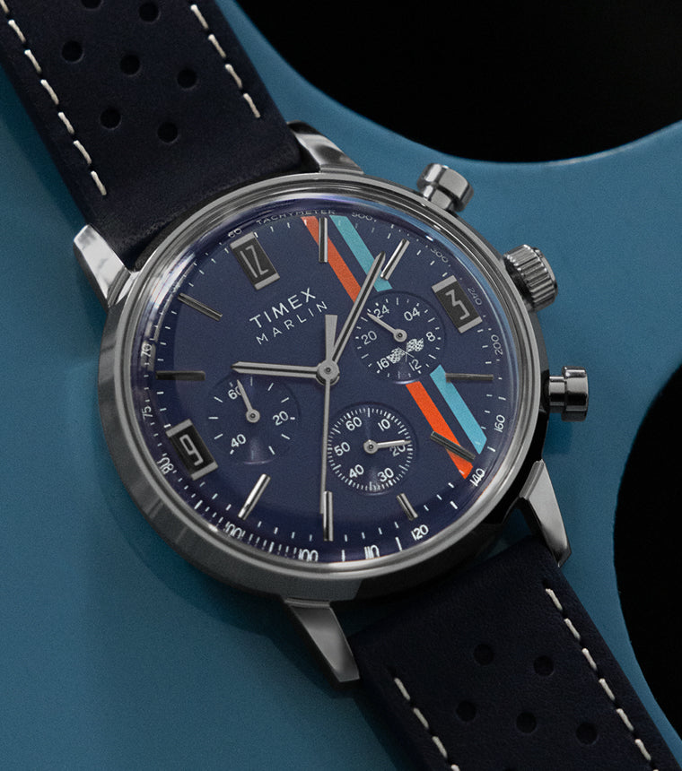 Marlin® Chronograph Tachymeter 40mm Leather Strap Watch