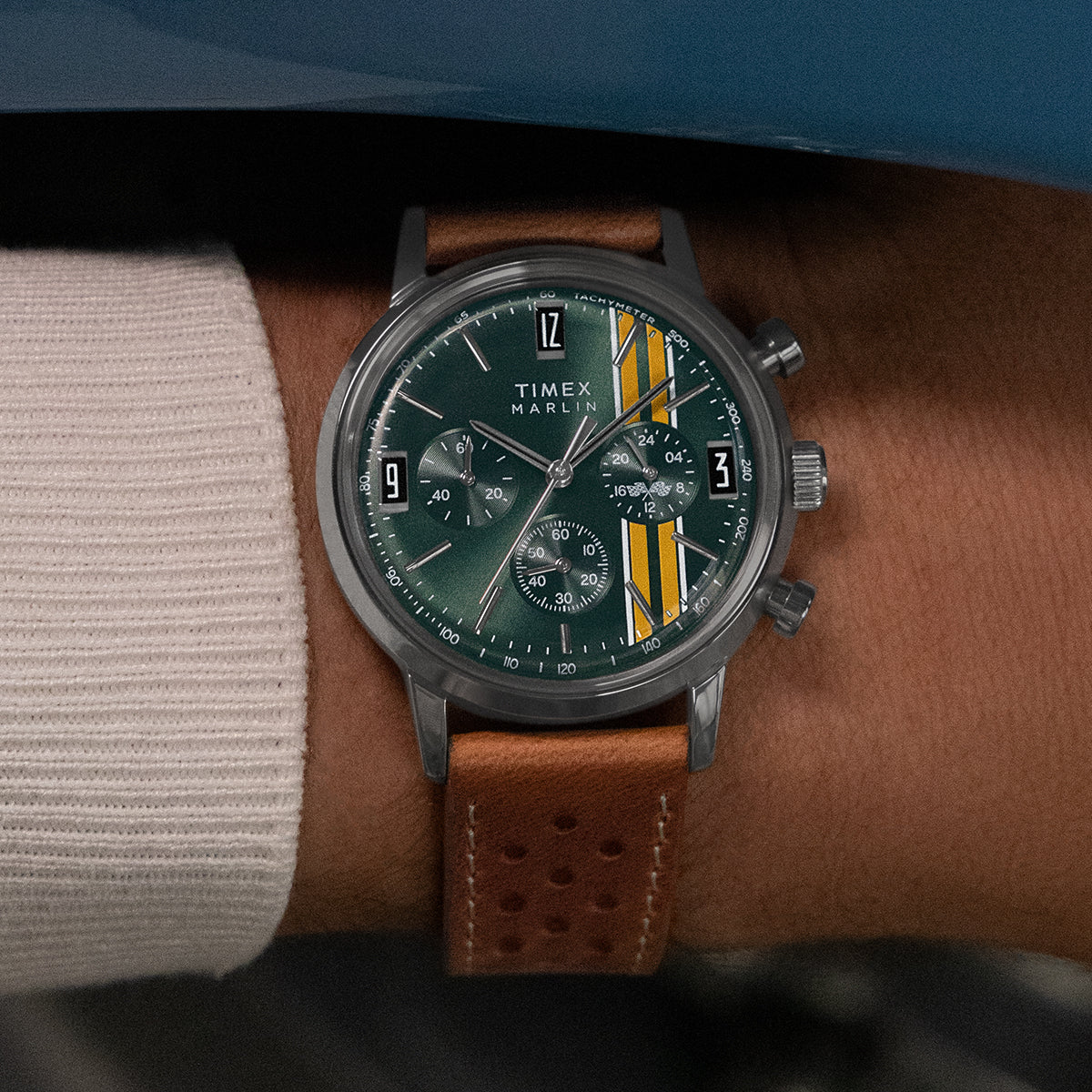 Marlin® Chronograph Tachymeter 40mm Leather Strap Watch