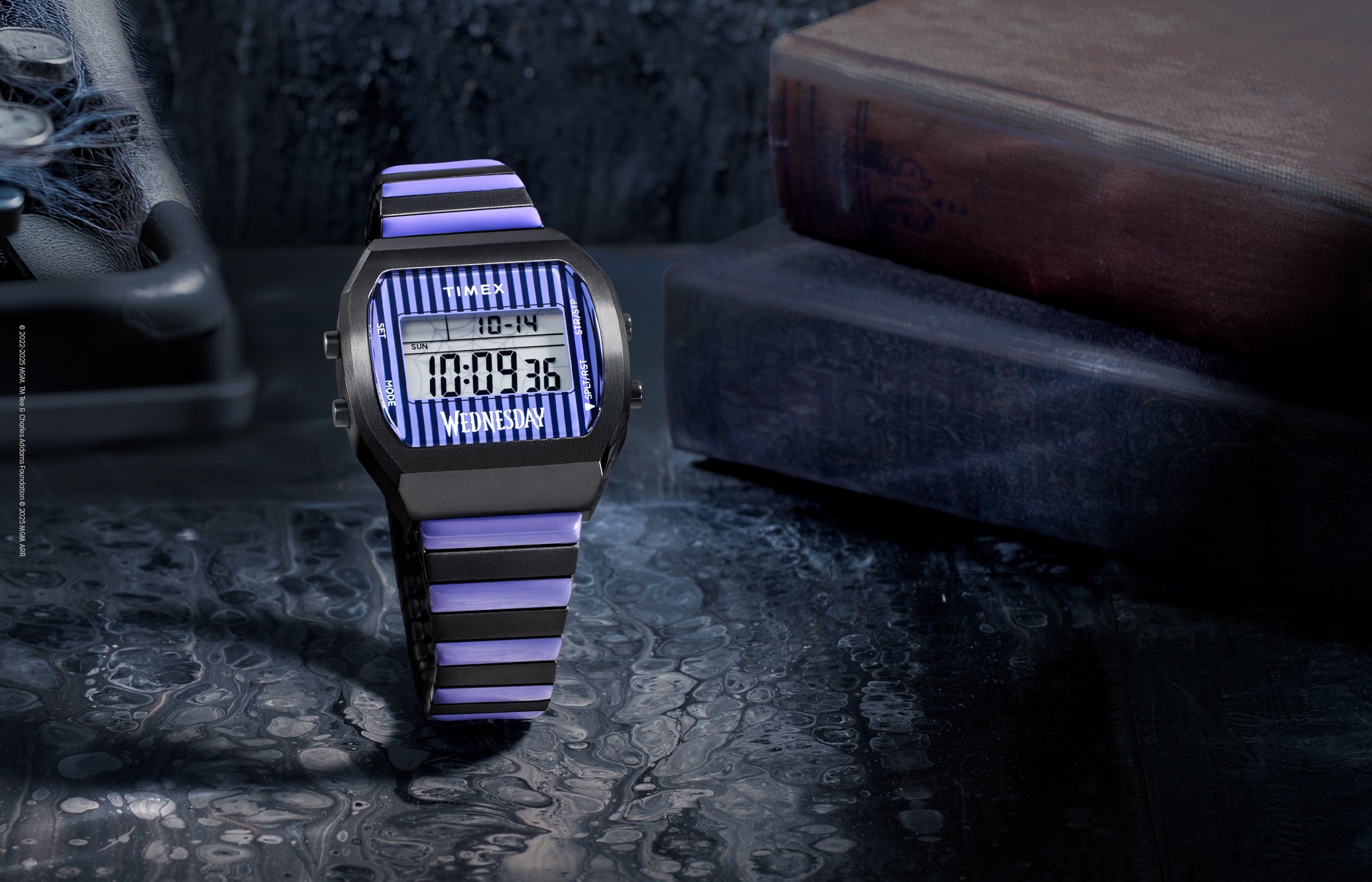 Timex x Wednesday T80 36mm Stainless Steel Black and Purple
