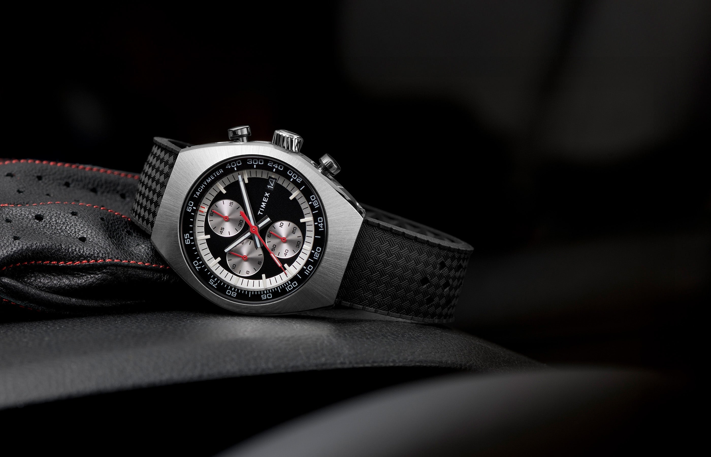 Timex Legacy Tonneau Chronograph 42mm Synthetic Rubber Strap Watch
