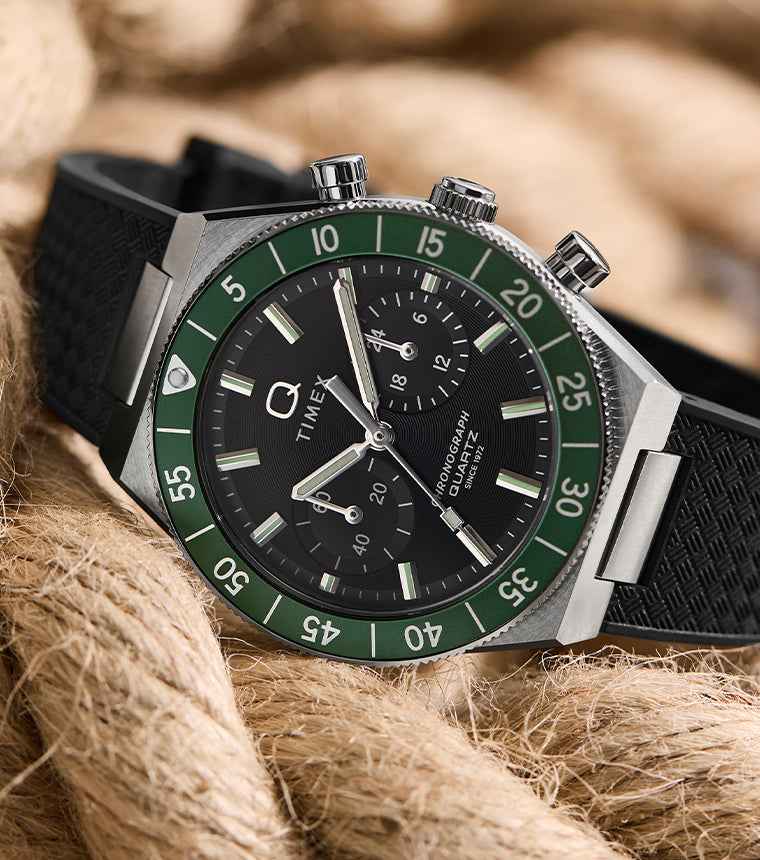 Q Timex Continental Chronograph 40mm Synthetic Rubber Strap Watch