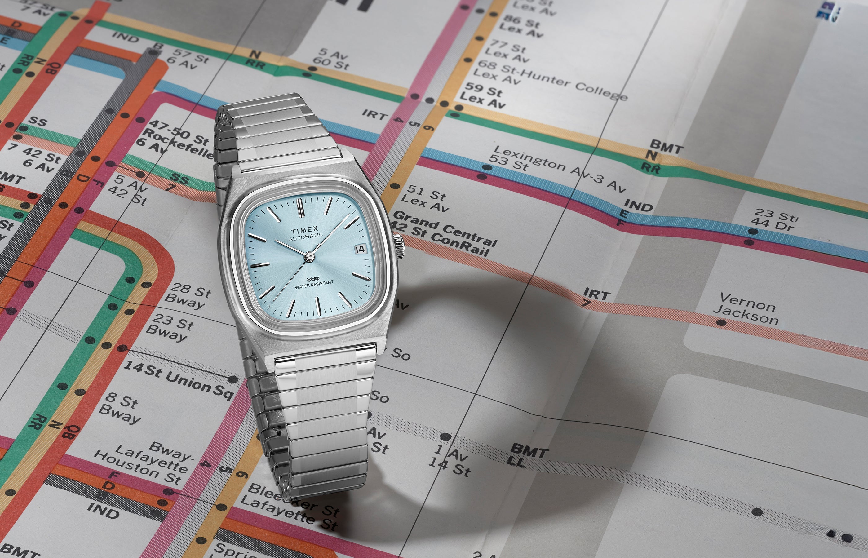Timex® Automatic 1983 E Line 34mm Stainless Steel Expansion Band