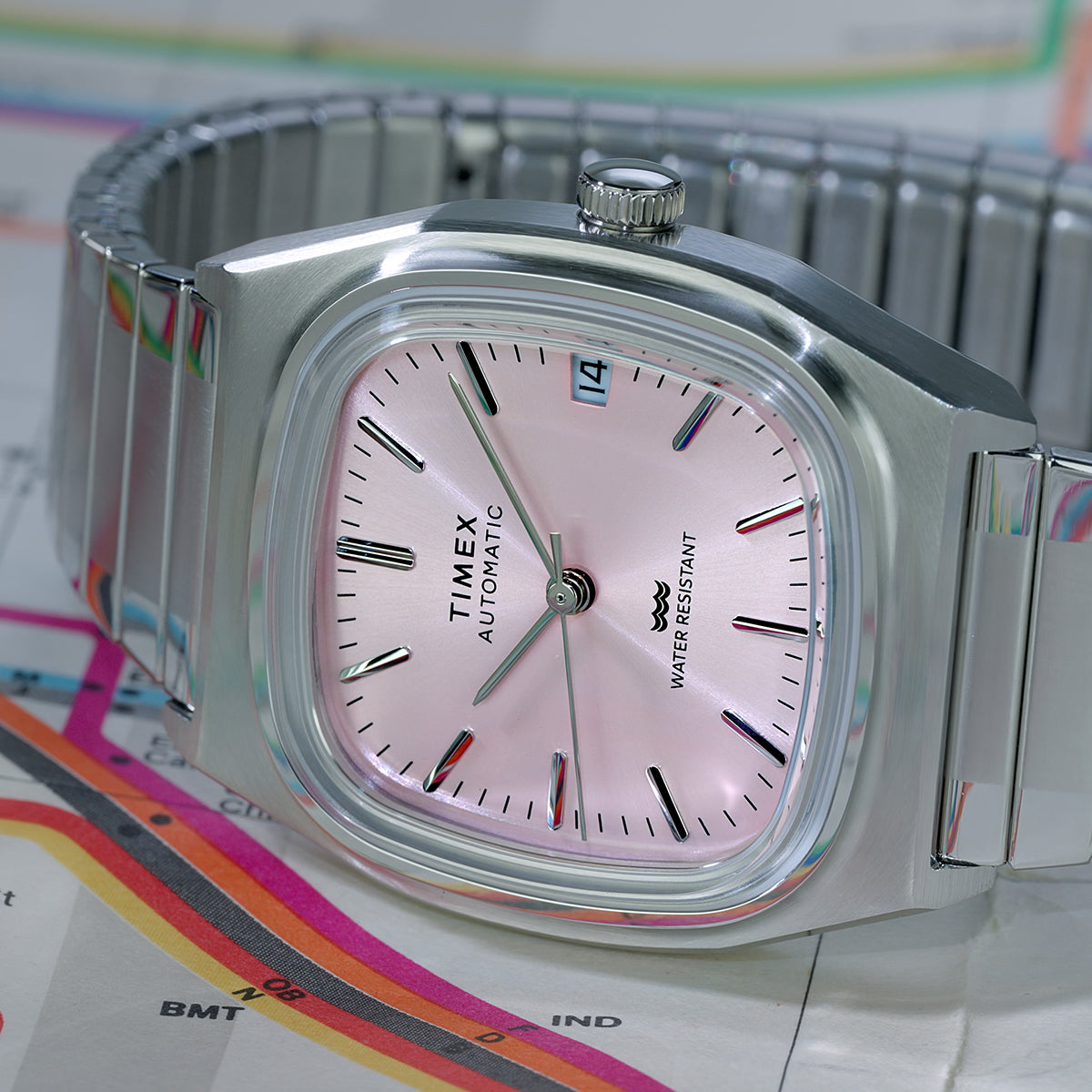 Timex® Automatic 1983 E Line 34mm Stainless Steel Expansion Band