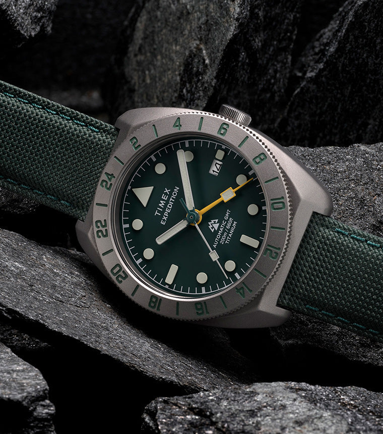 Expedition® Pioneer Titanium Automatic GMT 41mm Fabric Strap Watch