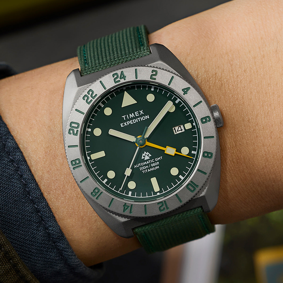 Expedition® Pioneer Titanium Automatic GMT 41mm Fabric Strap Watch