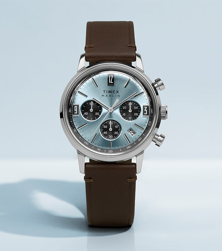 Marlin® Chronograph Tachymeter 40mm Leather Strap Watch