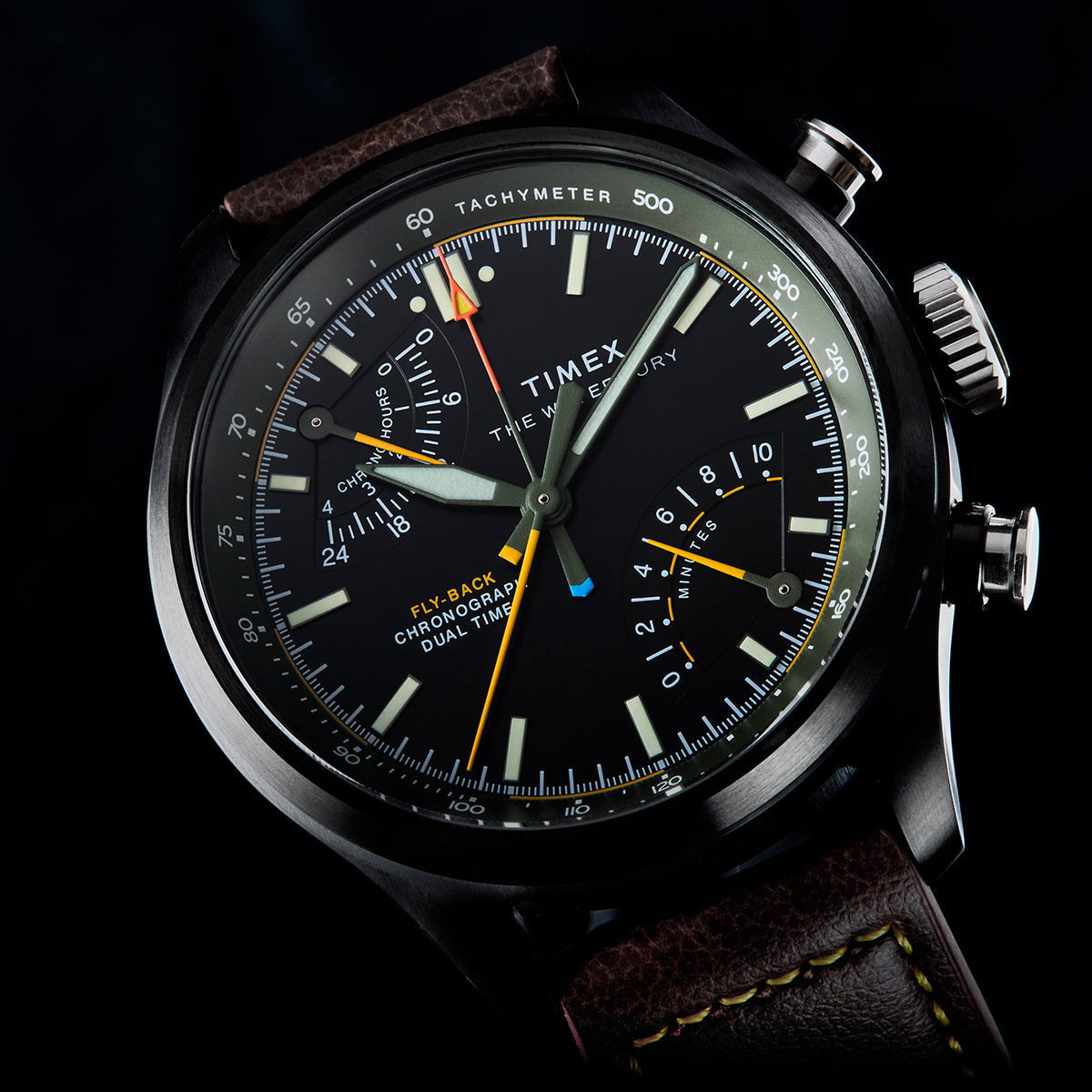 Waterbury Ace Fly-Back Chronograph 43mm Leather Strap Watch