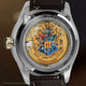 Caseback of Harry Potter x Timex Waterbury Skeleton Automatic watch featuring Hogwarts crest and exhibition automatic movement.