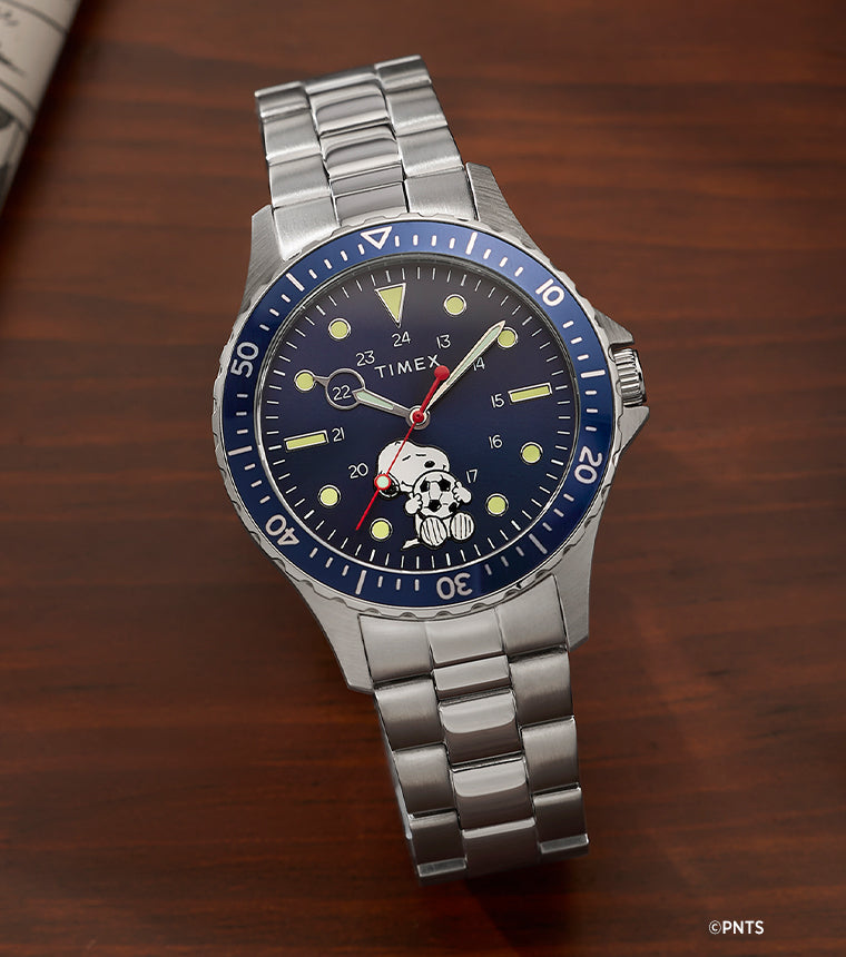 Peanuts® x Timex Navi Snoopy Soccer 41mm Stainless Steel Bracelet