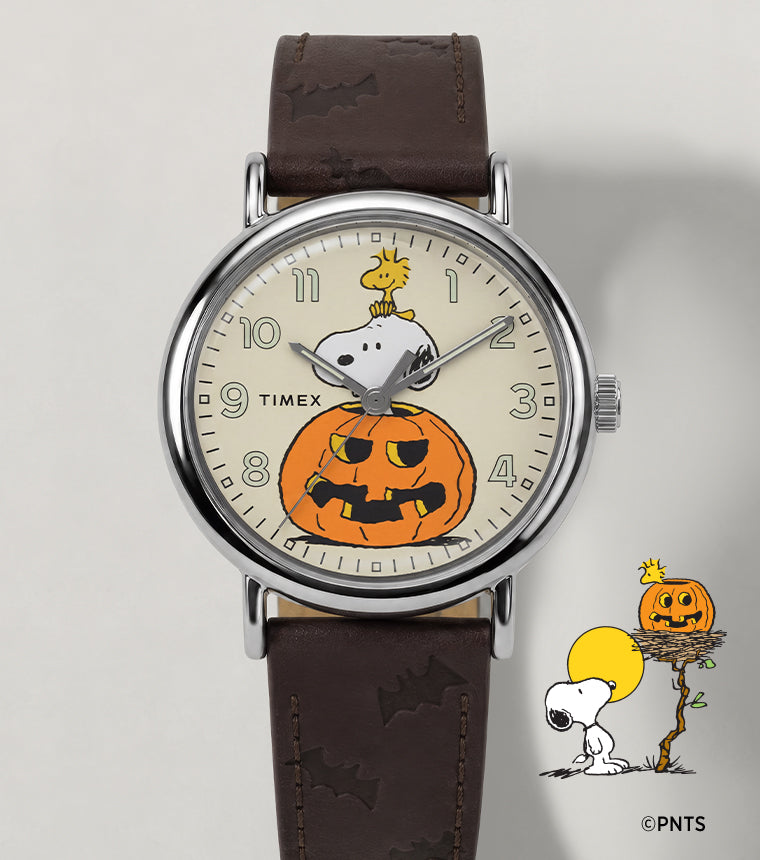 Peanuts® x Timex Weekender® Pumpkin 40mm Leather Strap Watch