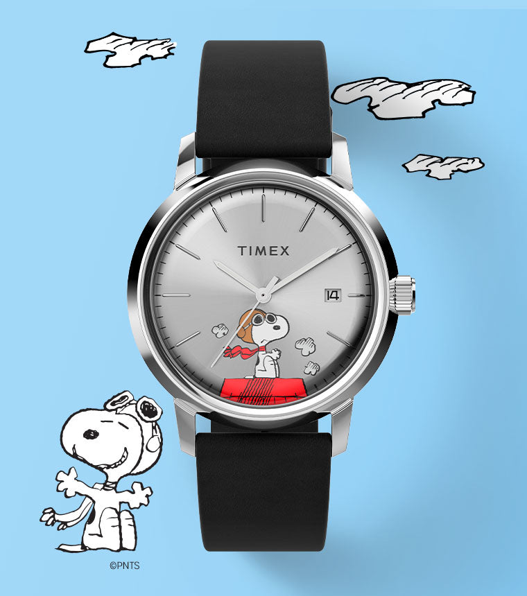 Timex Marlin® Automatic x Peanuts Snoopy Flying Ace 40mm Leather Strap ...
