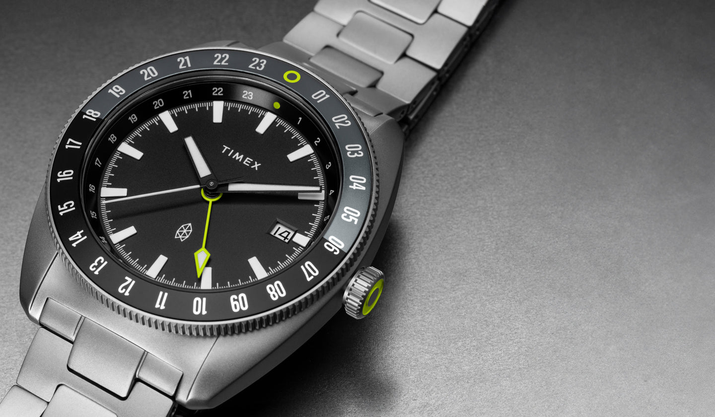 Timex x The James Brand Automatic GMT 41mm Titanium Bracelet Watch Box