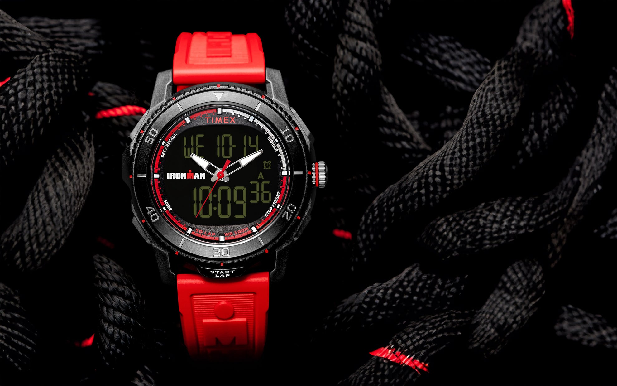 TIMEX® IRONMAN® Adrenaline Ana-digi Red PU Strap Watch 