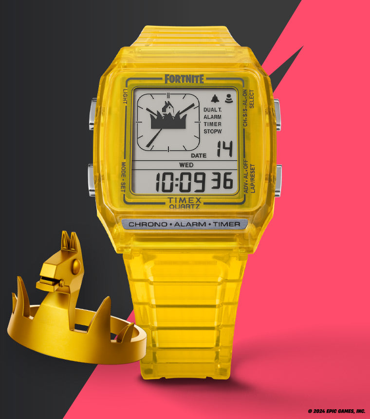 Q Timex LCA x Fortnite® with Yellow Resin Strap Watch