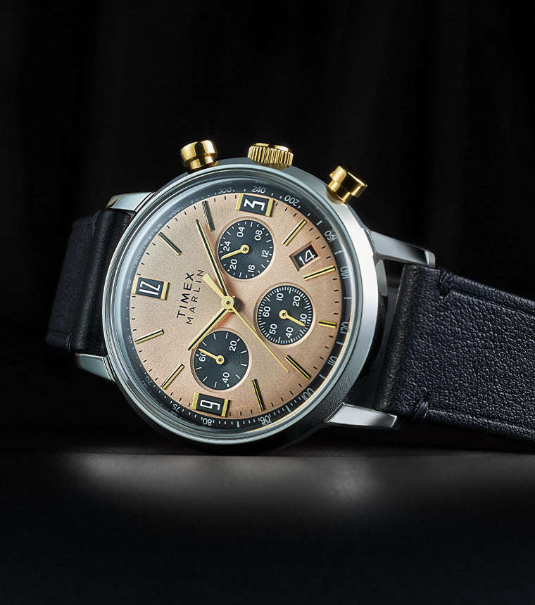 Marlin® Chronograph Tachymeter Leather Strap Watch