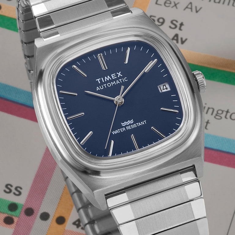 Timax Automatic Watch Timex® Automatic 1983 E Line 34mm Stainless Steel Expansion Band Watch ...