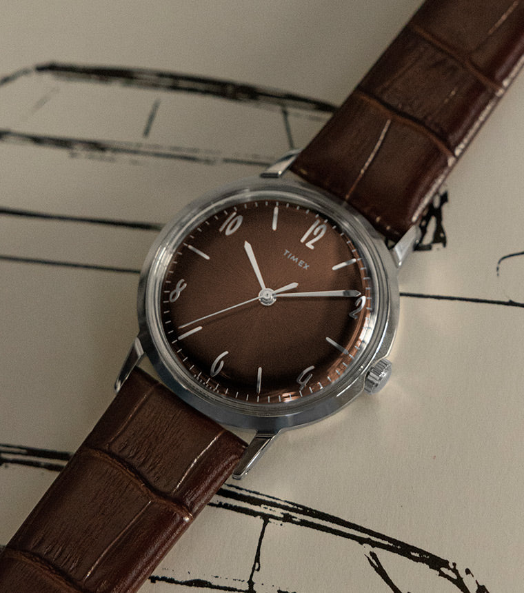 Marlin® Hand-Wound 34mm Leather Strap Watch - TW2W93300 | Timex EU