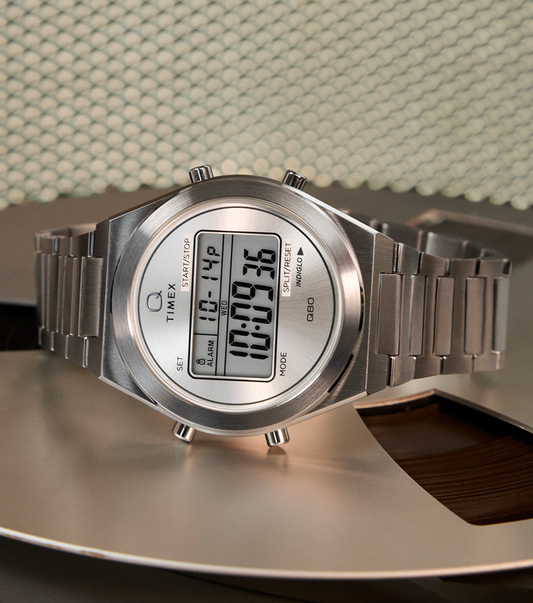 Q Timex® Q80 Continental 39mm Stainless Steel Bracelet Watch