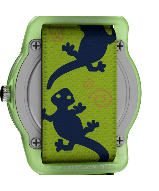 T72881 TIMEX TIME MACHINES® 29mm Green Gecko Elastic Fabric Kids Watch Caseback Image