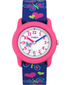 T89001 TIMEX TIME MACHINES® 29mm Butterflies and Hearts Blue Elastic Fabric Kids Watch Primary Image