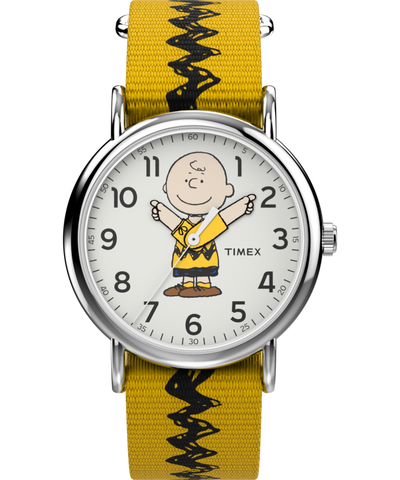 TW2R41100 Timex x Peanuts Charlie Brown 38mm Fabric Strap Watch Primary Image